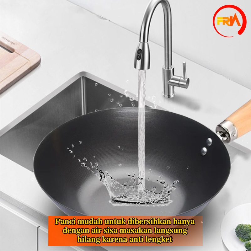 FRN Kitchenware - Panci Susu Tutup Kaca Panci Sop Gagang Kayu 24cm Serbaguna