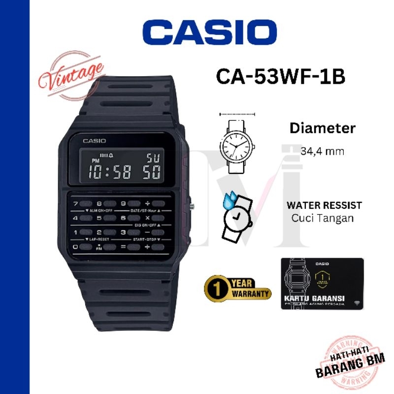 

CASIO CA-53WF-1B Jam Tangan Original Digital Kalkulator Karet Sport Antiair CA-53WF-1BDF CA53