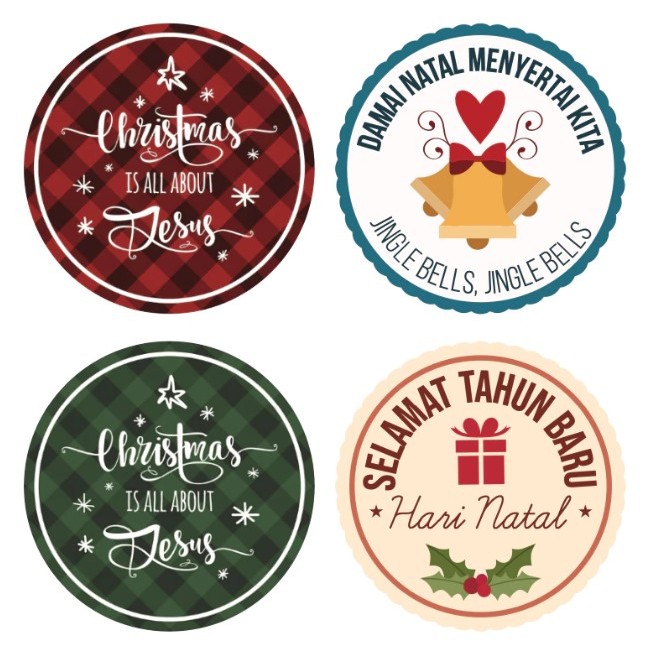 

Stiker Label Roll NATAL - Sticker Roll isi 500 Pcs Motif Christmas