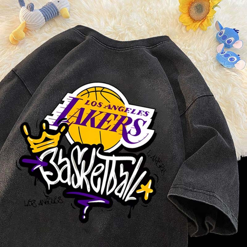 Logo Bola Basket Lakers yang Trendi Kaos Pria Premium Tebal |Kaos Oversize Pria|Kaos Import baju t s