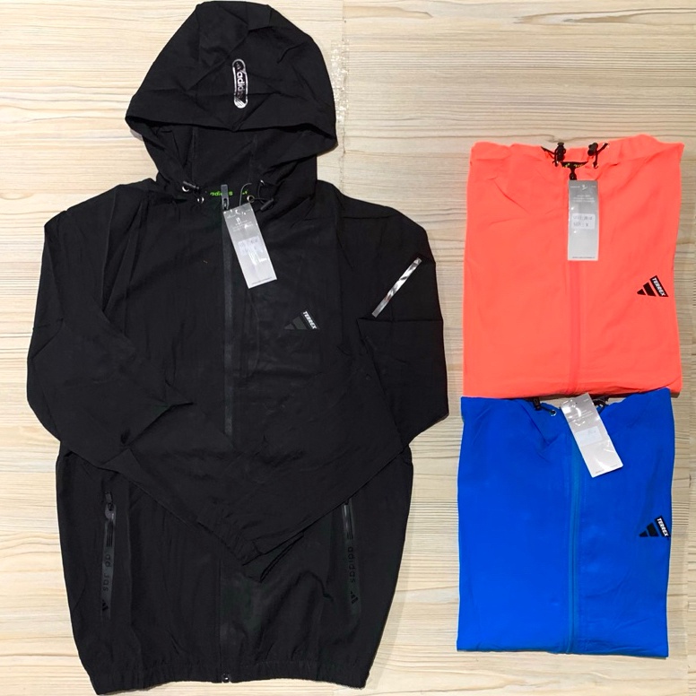 KODE D56E JAKET IMPORT MICRO RUNNING ADIDAS LENGAN PANJANG KUPLUK HOODIE PREMIUM OLAHRAGA ORANGE HIT
