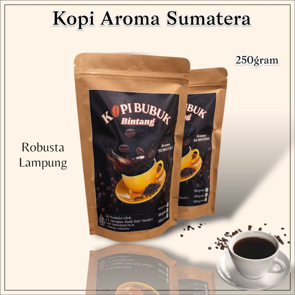 

Kopi Hitam Robusta Aroma Sumatera 250gram