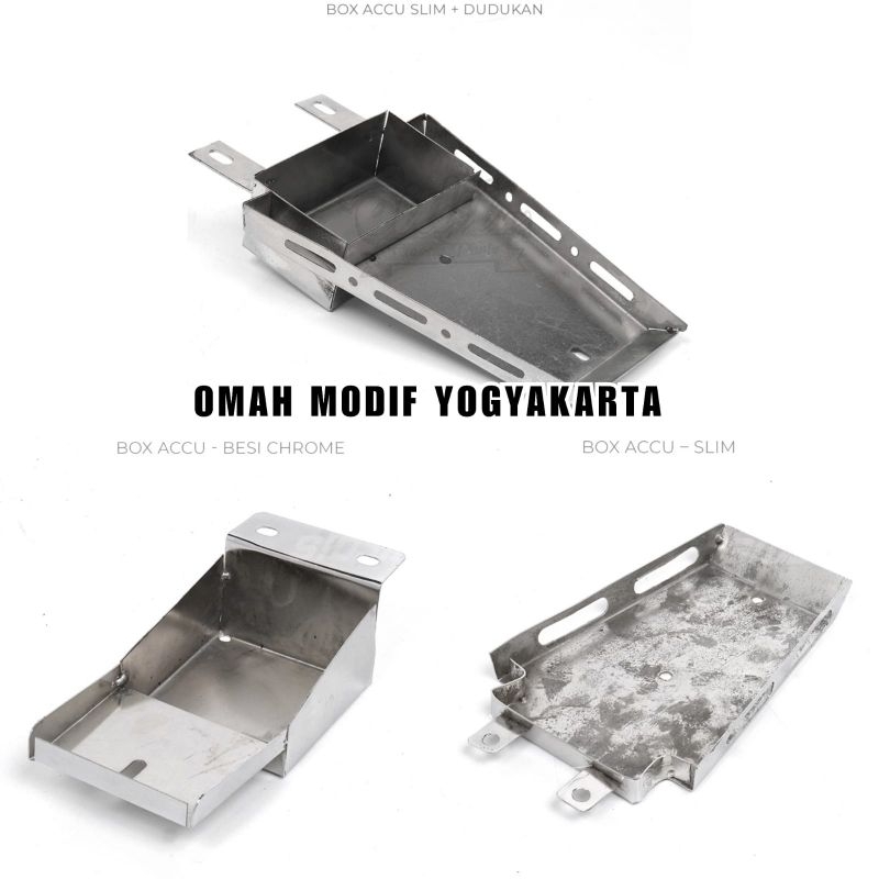 

Pangkon Box Accu Aki Berdiri Slim Aki Besar Bawah Jok Chrome CB GL Megapro Tie Down