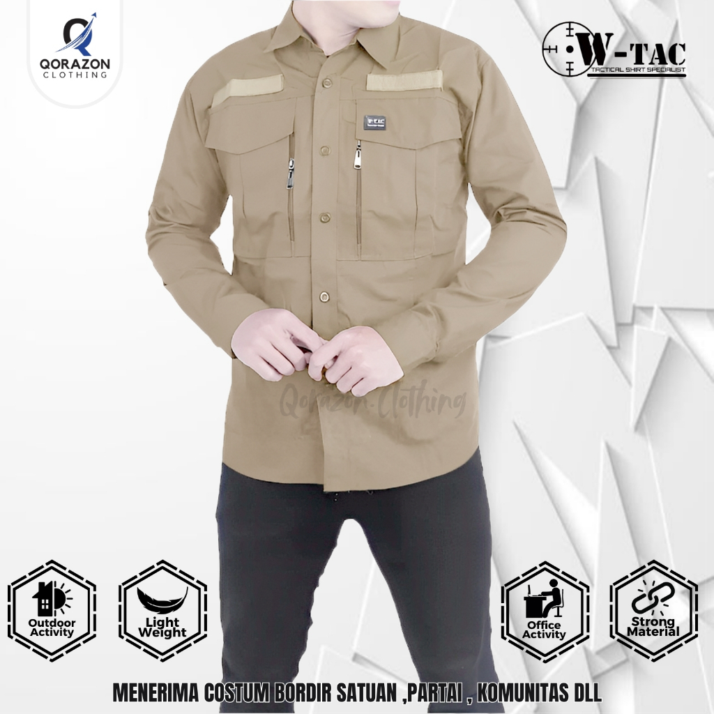 Kemeja Tactical W-TAC ORIGINAL Putih Lengan Panjang Baju Kantor Lapangan Reskrim Outdoor Activities