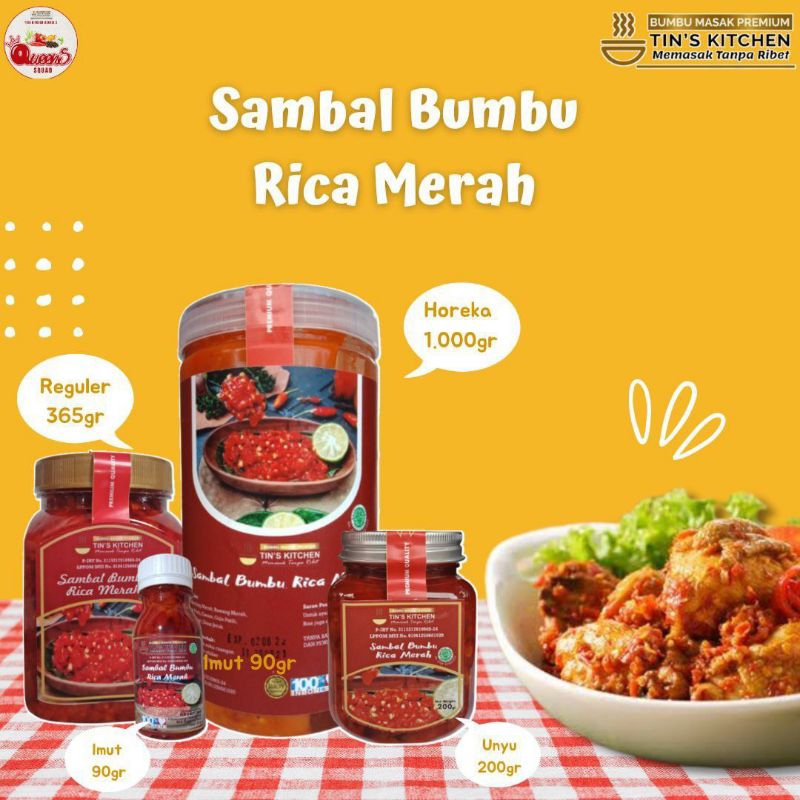 

Sambal Rica Merah Tin's Kitchen Ukuran Reguler / Sambal Rica Merah Homemade / Sambal Rica / Bumbu Sambal Instan / Sambal Rica Pedas