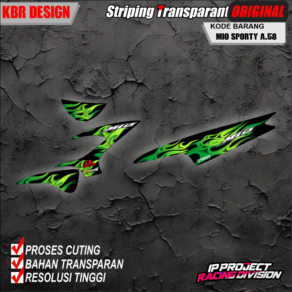 (COD) STIKER STRIPING ORIGINAL MOTOR YAMAHA MIO SPORTY TAHUN 2011 DESAIN HOLOGRAM TRANSPARAN