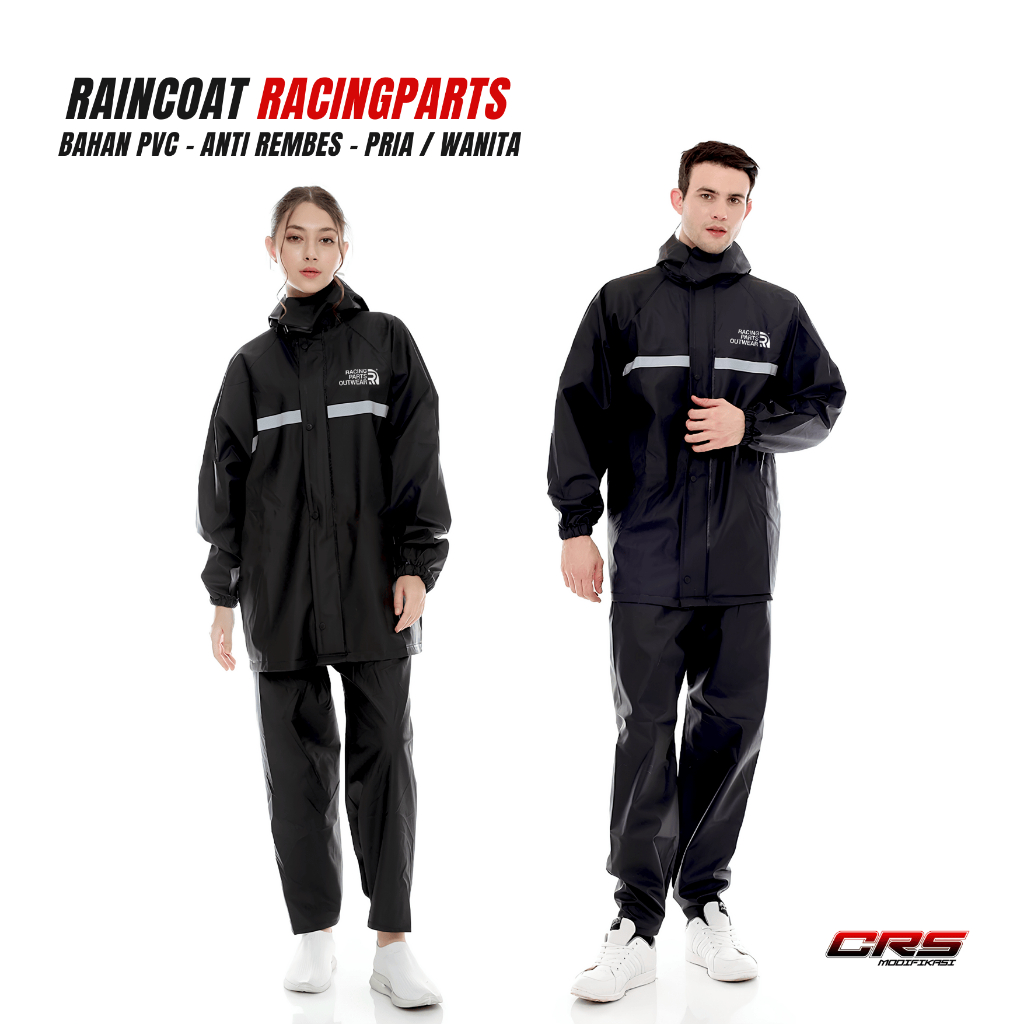 Jas Hujan Raincoat Setelan Pria Wanita Anti Rembes Lentur Bahan PVC Premium jas hujan import vnd