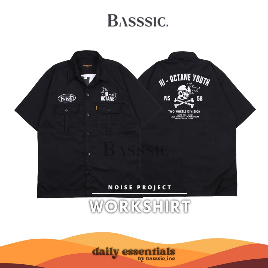 Workshirt - Kemeja Workshirt Hitam Pria Series - Kemeja pria - Original Premium - Basssic