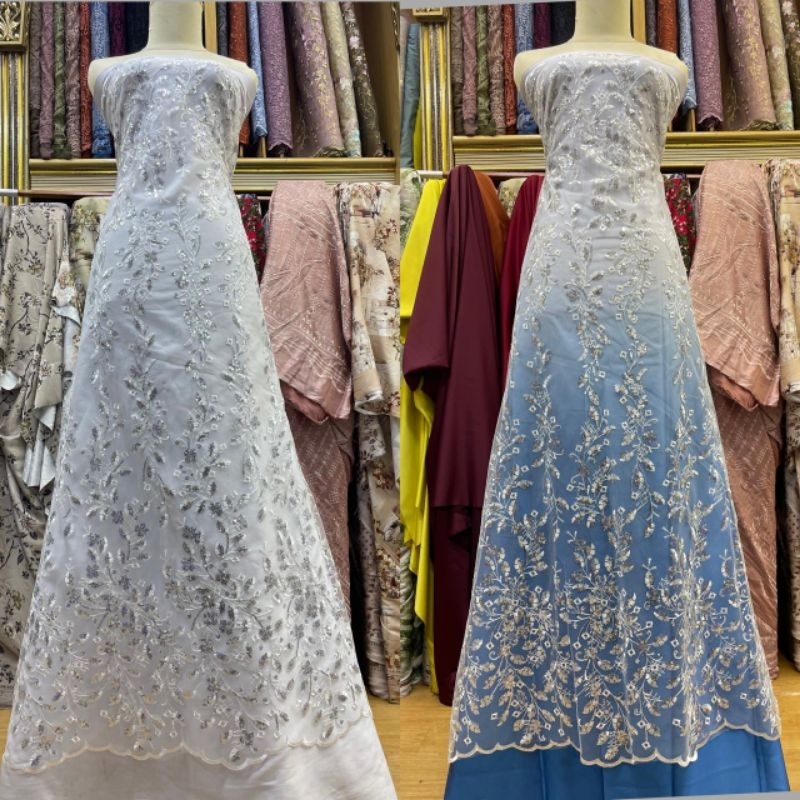 kain tille Beatrix with payet squeen/bahan brokat kebaya modern/brukat pesta wisuda/wedding dress/se