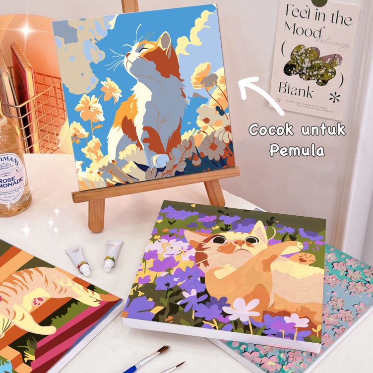 

Super Ekonomis Paint by Numbers KIT Flowers Cat Paint KIT DIY