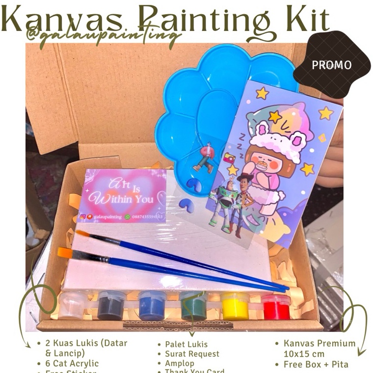 

Grosir Terkini Paket Lukis Kanvas Set Kanvas 1x15cm Gift Box Painting Kit Set Lukis Murah Paket Melukis by galaupainting