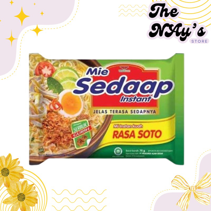 

Sedaap Mie Instan Soto 1 pcs atau 1 paket Isi 5 Bag 75 gr