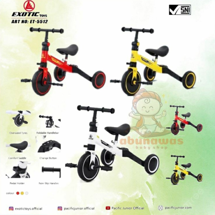Lebih Bermanfaat  Balance Bike Sepeda Roda 3 Tiga Tricycle Push 3in1 Anak Exotic PMB 27 PMB 28 ET 55