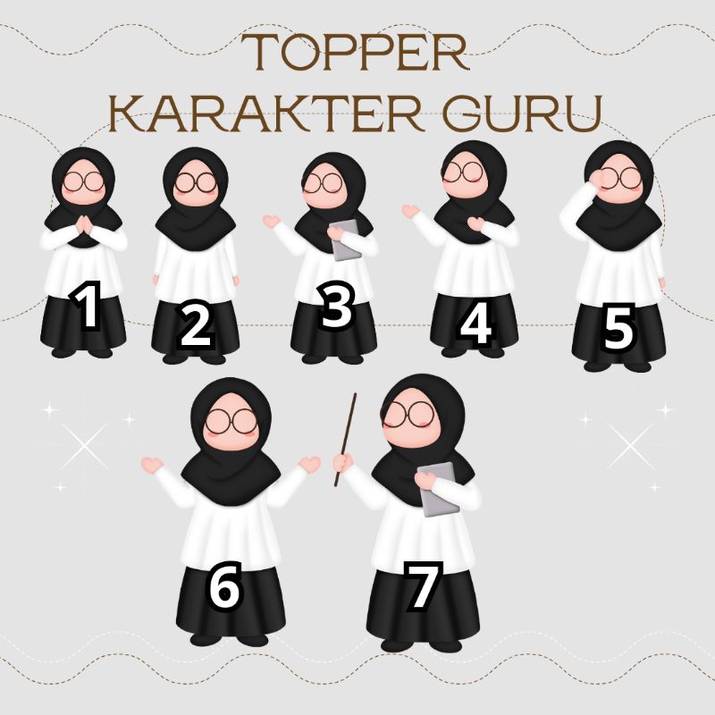 Topper Guru Baju Hitam Putih