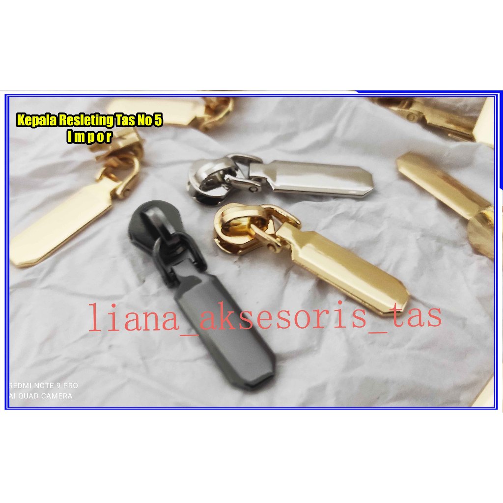 -Kepala Resleting Tas no 5 Impor untuk daun resleting tas selempang, tas rajut, tas cewek - Kepala S