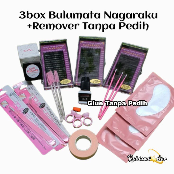 Lebih Untung  Paket Eyelash Extension NAGARAKU Lengkap  Remover Tanpa Pedih