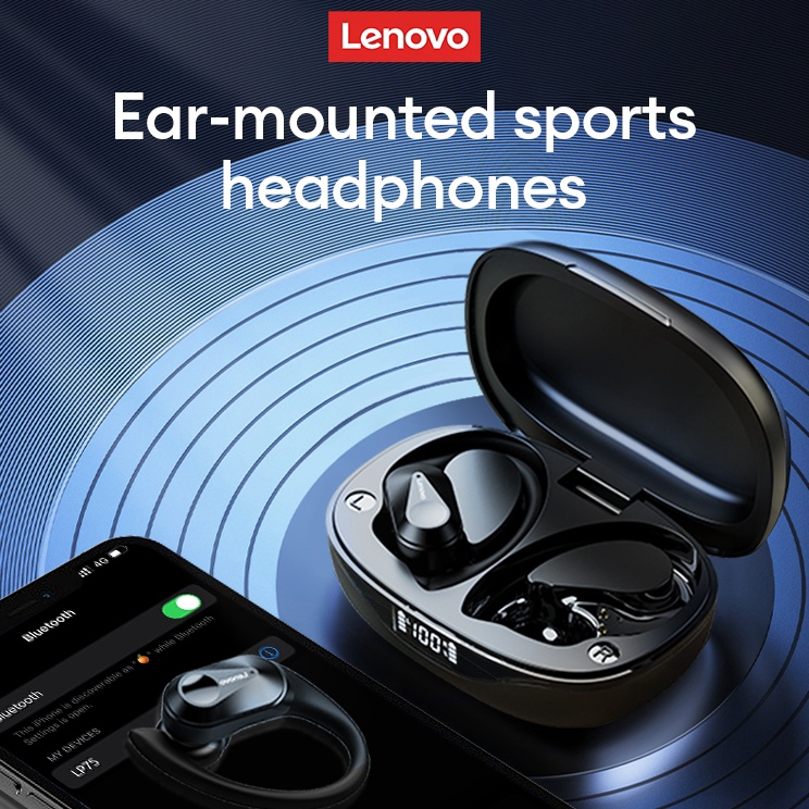 Best Delivery  Lenovo Thinkplus LP75 TWS Bluetooth Earphones V53 OWS Open Ear Sport Headphones IPX5 