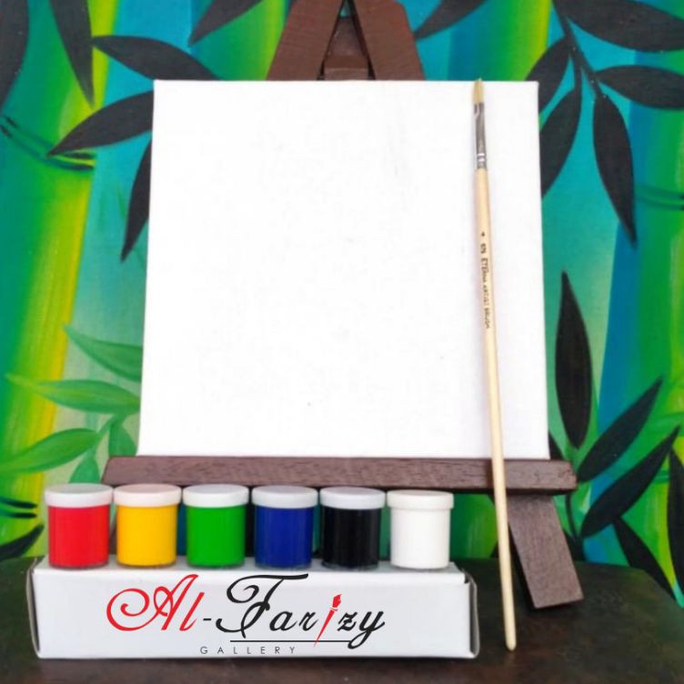 

Best Quality Kanvas Lukis Putih Legkap dengan cat akrilik 6 warna bonus kuas lukis tersedia berbagai ukuran