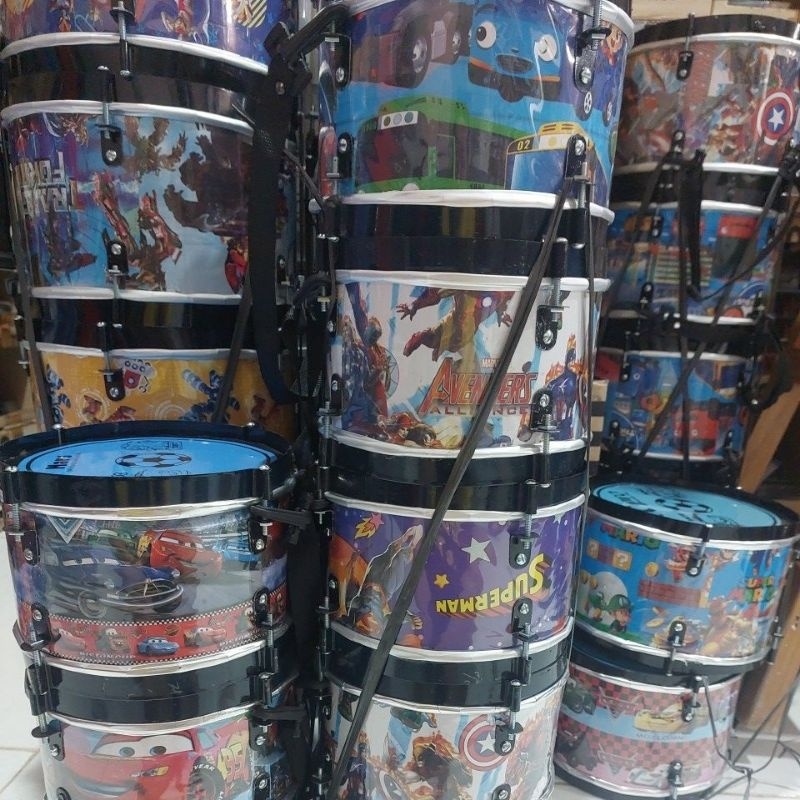 MAINAN ANAK ANAK DRUM BESI DRUM FREE STIKNYA 2 RANDOM GAMBARNYA BISA PAKAI ANAK EDUKASI BELAJAR MAIN