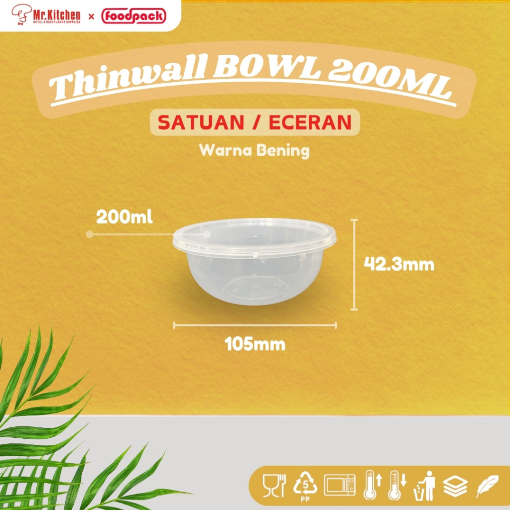 [ECERAN] 200ml Thinwall BOWL / MANGKOK BOWL Plastik + TUTUP CUP