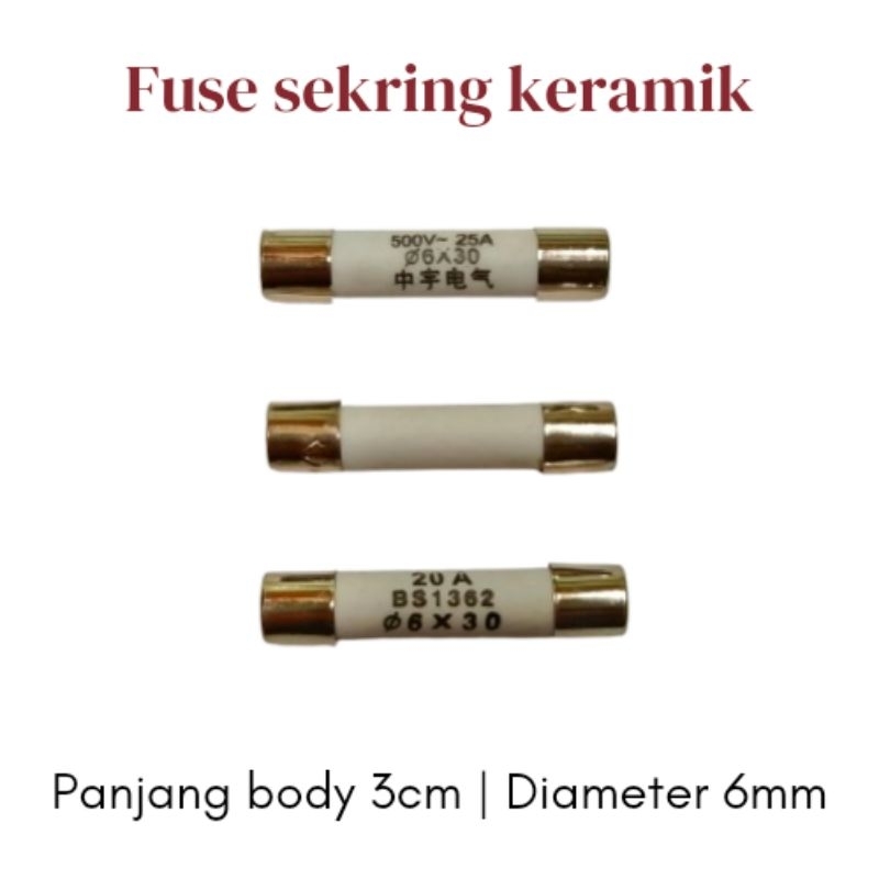 Fuse sekring keramik 25 A 6x30 isi 20 biji