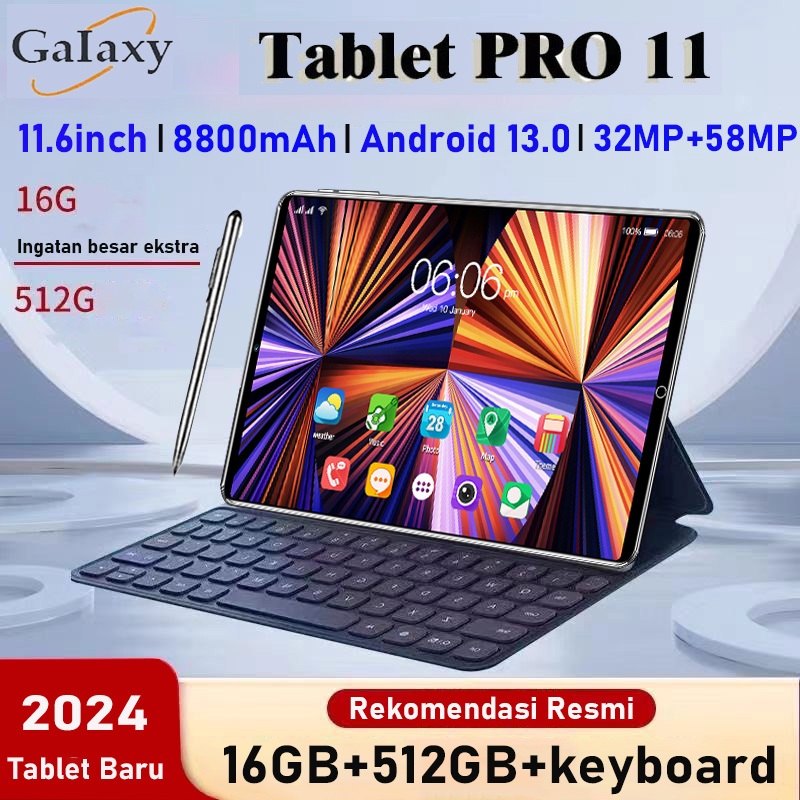 Tablet baru 11.6inch【16GB+512GB】Galaxy Tab Pro11 untuk pembelajaran dan hiburan kantor ultra tipis S