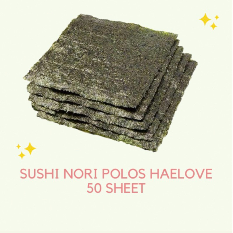 

HAE LOVE SUSHI POLOS 50 SHEET / SUSHI NORI / YAKINORI / NORI HALAL / NORI GIMBAB / GRADE B [ K ]