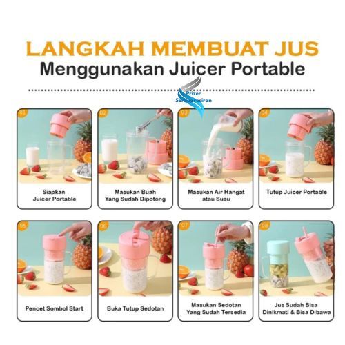 Blender Portable Mini 340Ml Juicer Portable 6 Pisau Listrik Usb Juice Blender Buah Mini Mixer Ice