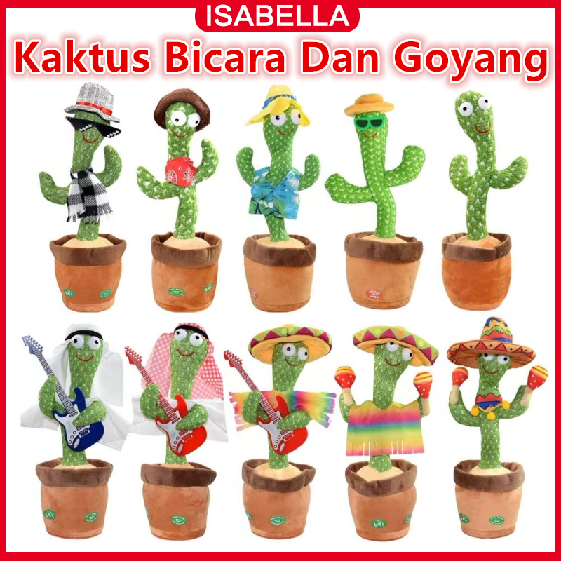 ISABELLA Mainan berbicara / Kaktus Bicara Dan Goyang / Mainan Boneka Kaktus Bergoyang dan Bicara Bis