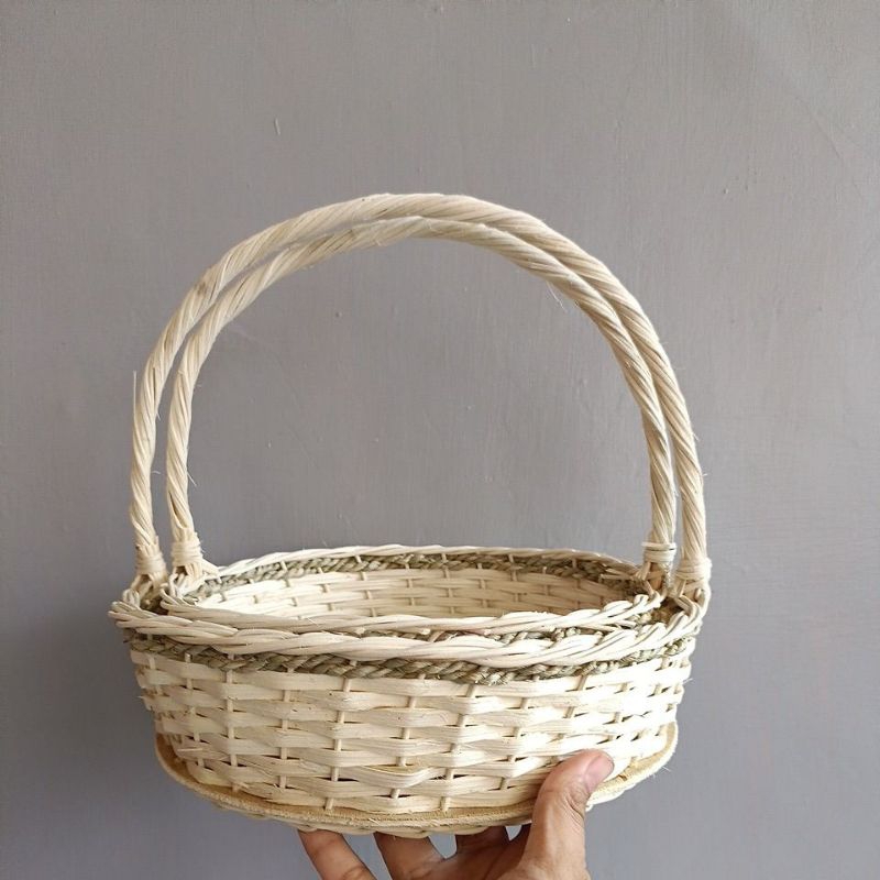 KERANJANG ROTAN PARCEL D25 Mendong Rotan Natal Idul Fitri BUNDAR BULAT (Seserahan/Buah)