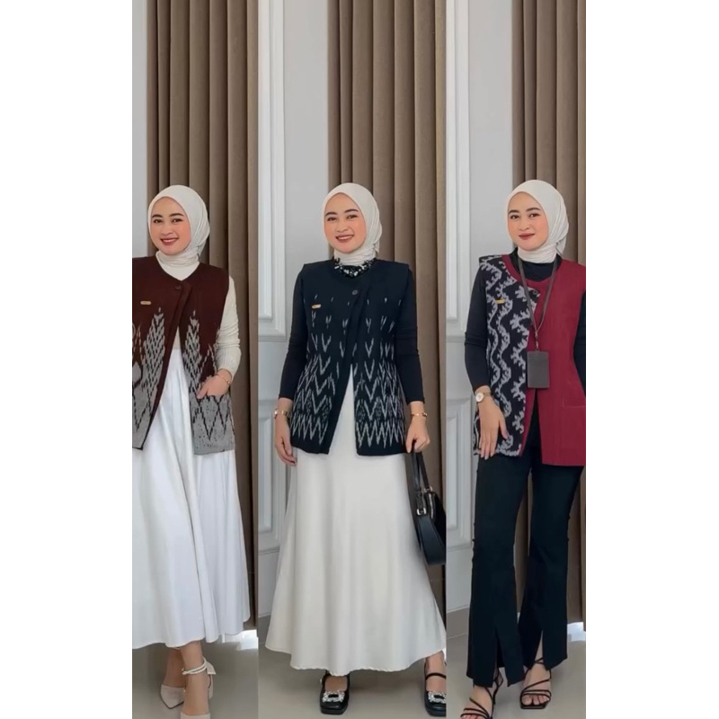 Vest Tenun - Vest Outer Tenun - Rompi Tenun - Vest wanita kerja - Vest tenun ikat