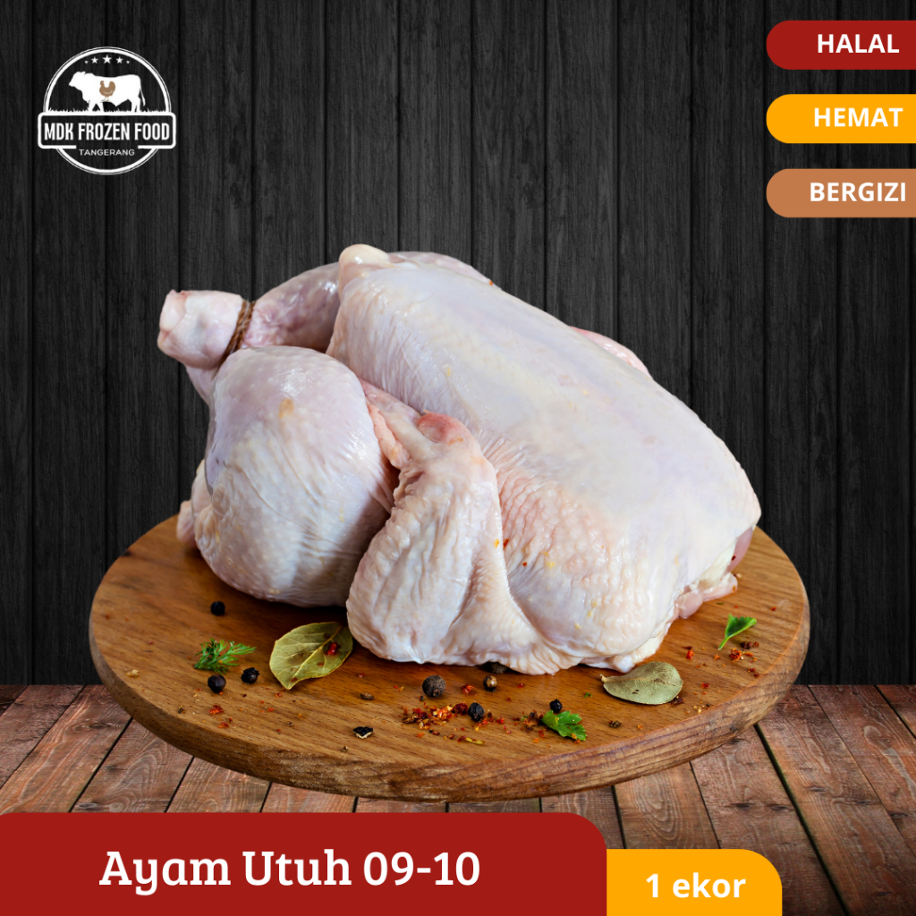 

Ayam Broiler Karkas Utuh Frozen | Whole Free-Range Chicken 1 ekor Ukuran 900-1000 gr | 1Kg