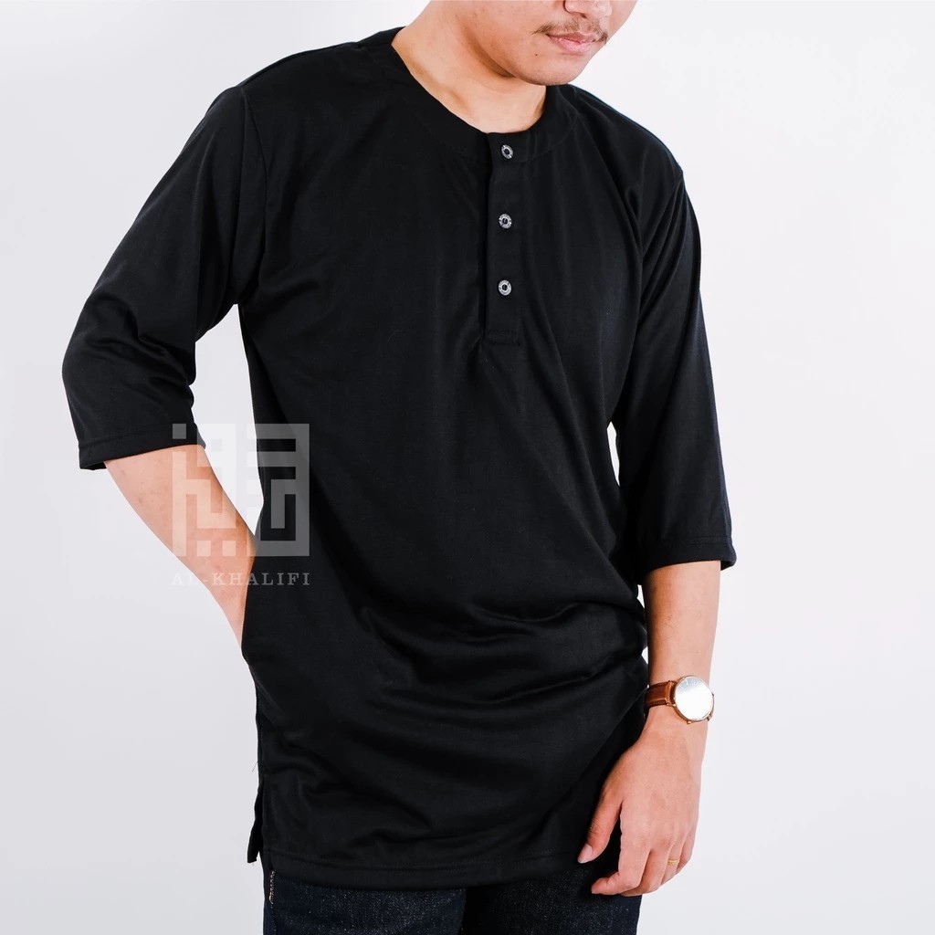 Baju Koko Kurta Pakistan Pria Muslim Polos Bahan Kaos Premium Lengan 3/4 Size S-XXL Terpopuler