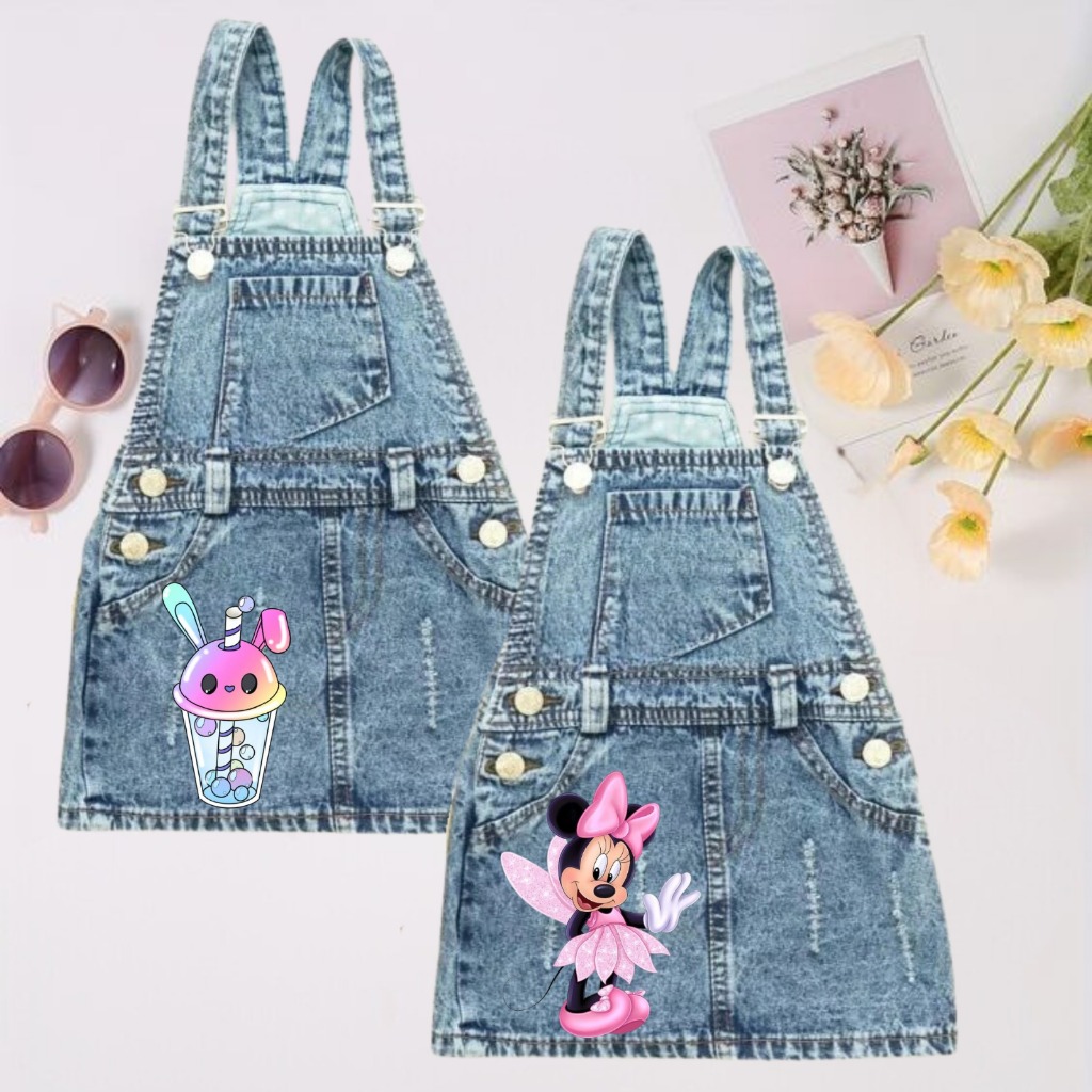 OVERALL ROK JEANS SNOWBLUE ANAK / OVERALL JEANS ANAK PEREMPUAN