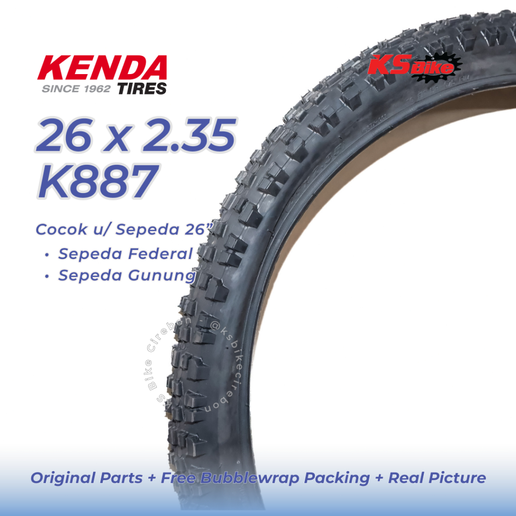 Ban Luar Sepeda 26 x 2.35 58-559 Kenda K887 Kinetics Batik Kotak MTB Offroad Trail Ring 26 Federal P