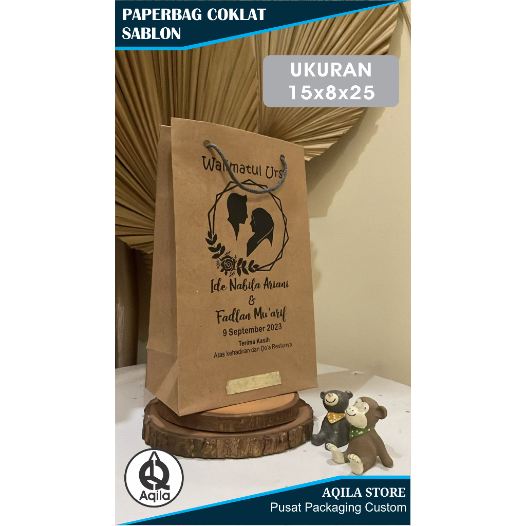 

Paper bag wafer 15x8x25 free custom sablon