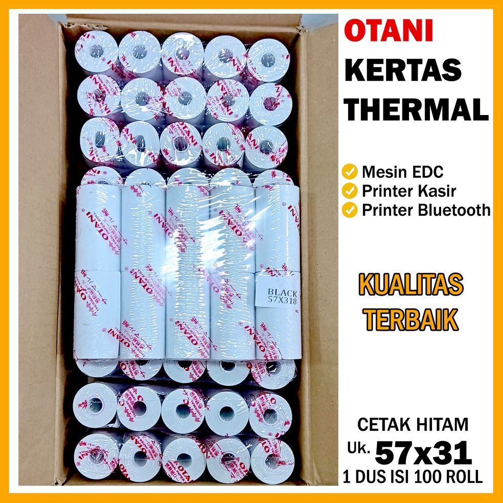 

KODE Y58D OTANI Kertas Thermal isi 1 roll Kertas Thermal EDC Kertas Printer Bluetooth Struk Ukuran 57x31