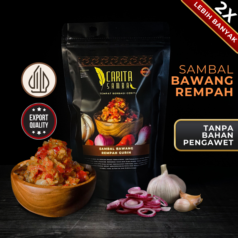 

Sambal Bawang Pouch 250 gram Rempah Pedas Dadakan gurih tanpa pengawet - CARITA SAMBAL
