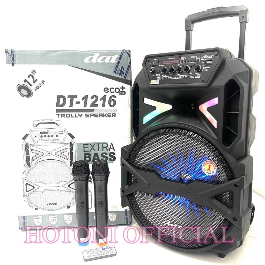 Speaker Portable DAT DT 1216 12inch 2bh Mic Wireless Dat1216 Dt1216 ( Bisa COD )