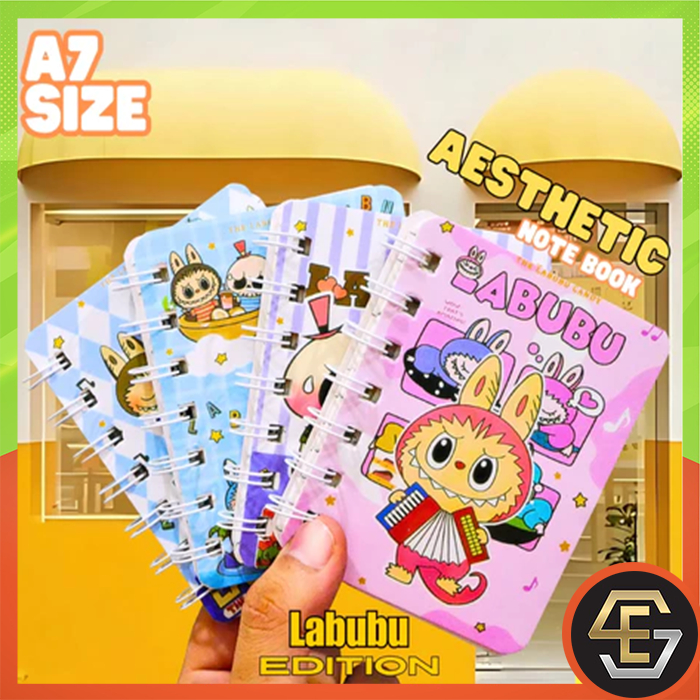 

Labubu Notebook Striped Coil Book Buku Catatan Mini Ring Book Ukuran A7 - 80 Lembar