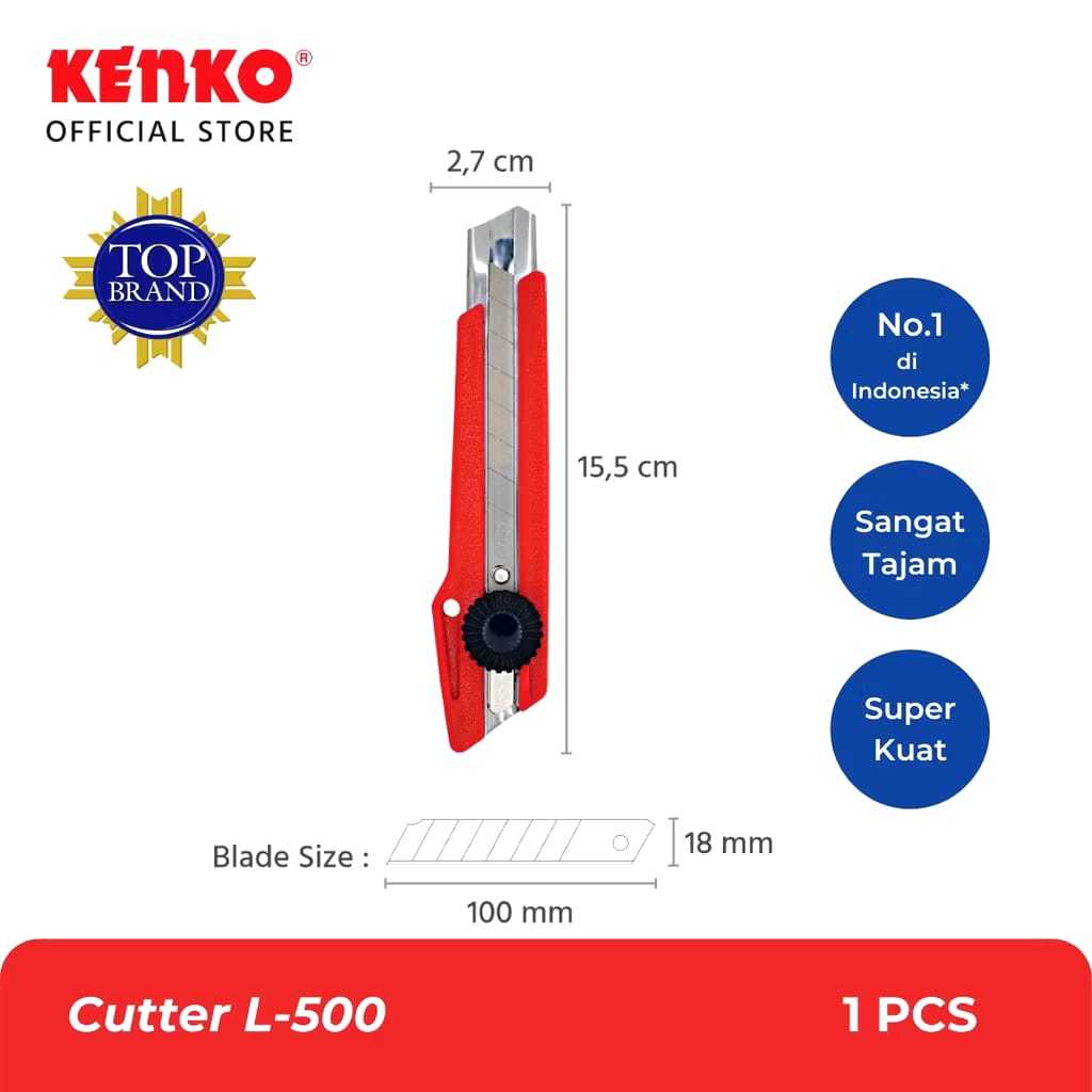 

V2_KENKO CUTTER / Pisau Pemotong Kertas L-500 (18 Mm Blade)