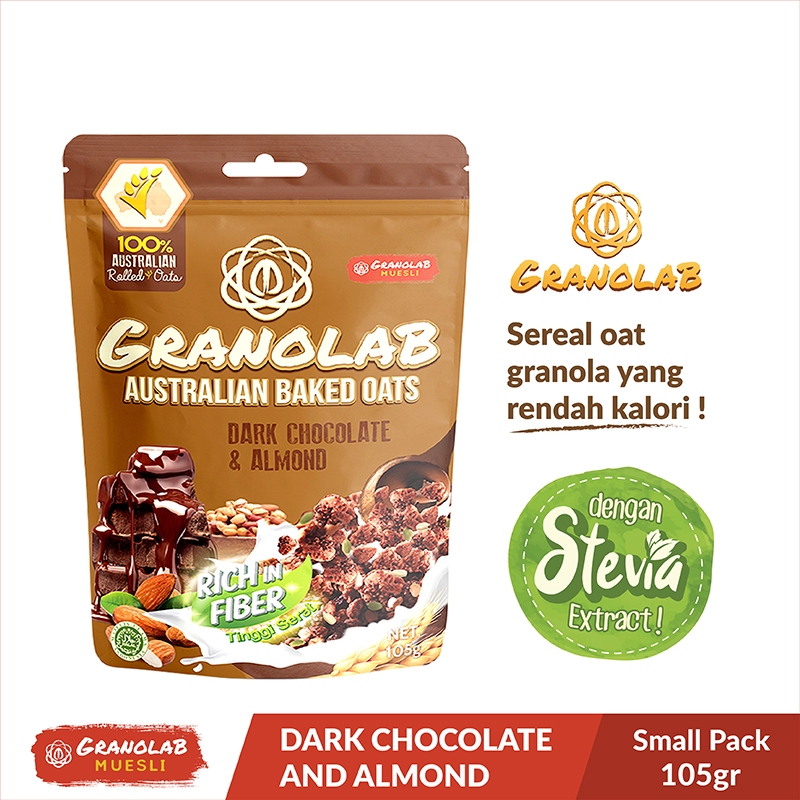 

Granolab - Granola Dark Chocolate Almond 105gr - Sereal Sarapan Sehat