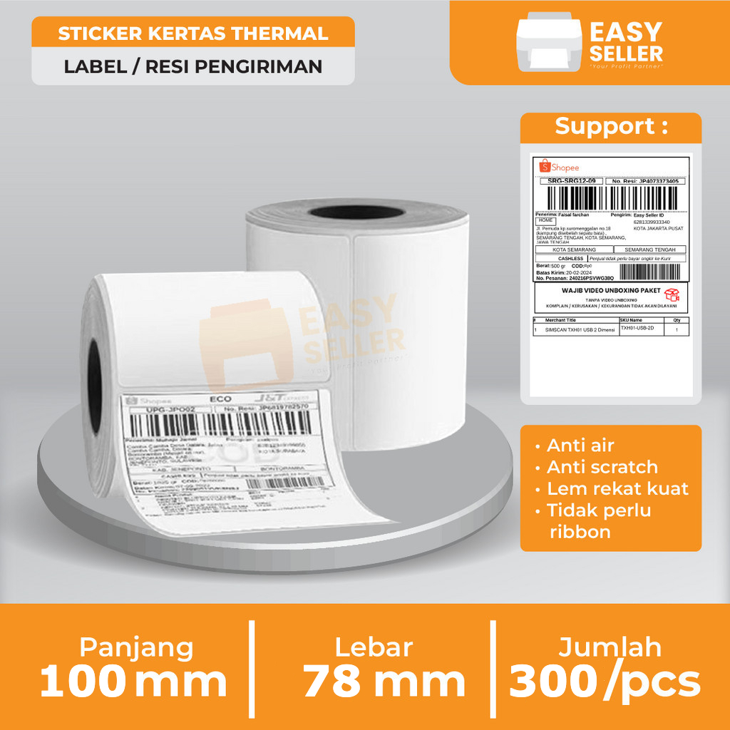 

RB Label Thermal Resi Stiker 100x150 mm / Kertas Sticker A6 100 x 150 mm / Paper Thermal 100x150mm
