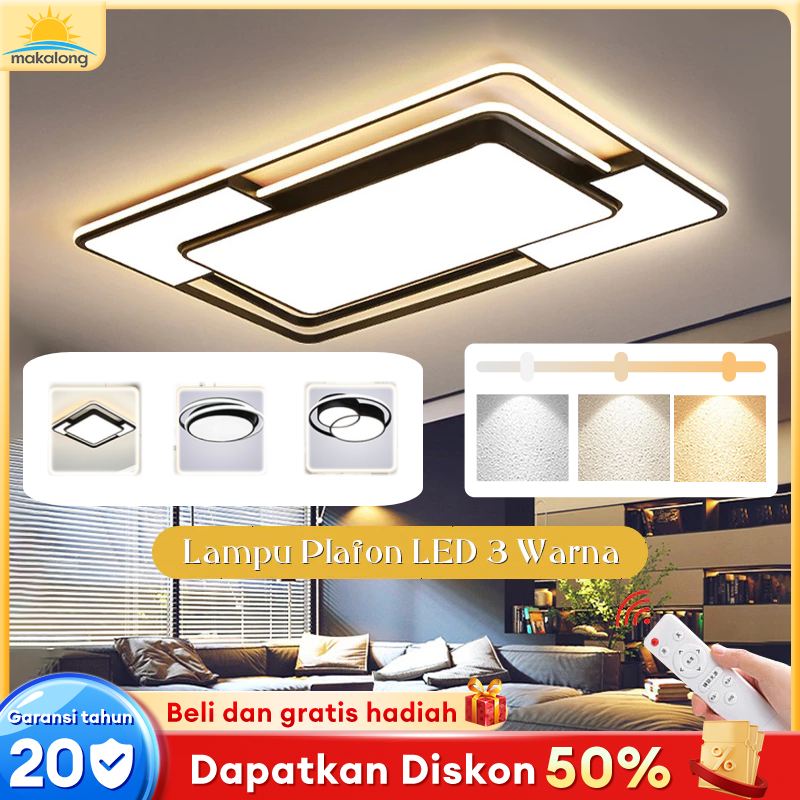 lampu plafon minimalis 3 Warna LED Modern Minimalis Bentuk Persegi Gaya Nordic Untuk Dekorasi Ruang 