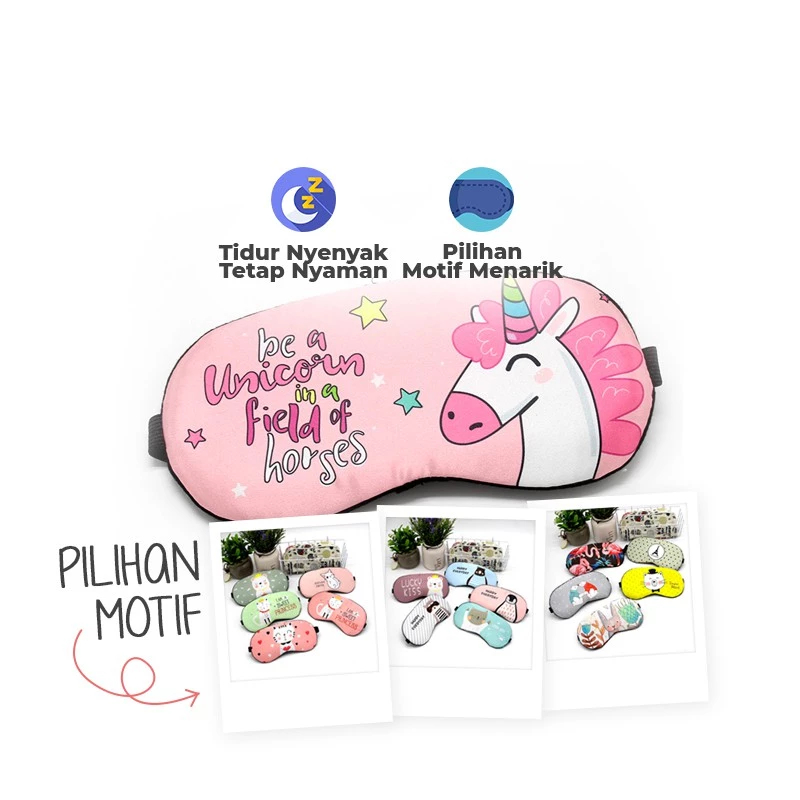 HOKO Sleeping Mask / Eye Mask penutup Mata Tidur Motif Kartun Lucu Kacamata tidur masker mata