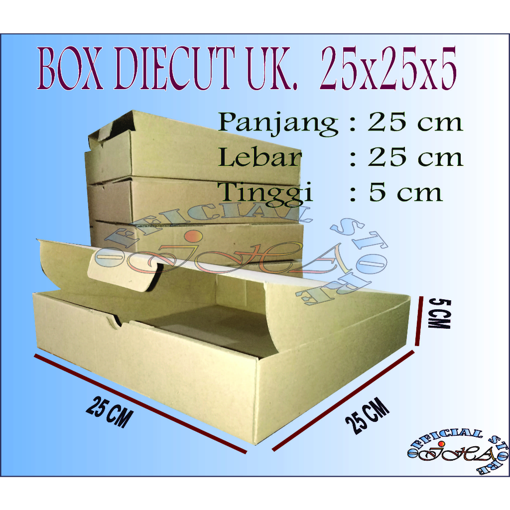 

Kardus diecut uk. 25x25x5 cm model box pizza Box packing murah dus packaging karton box