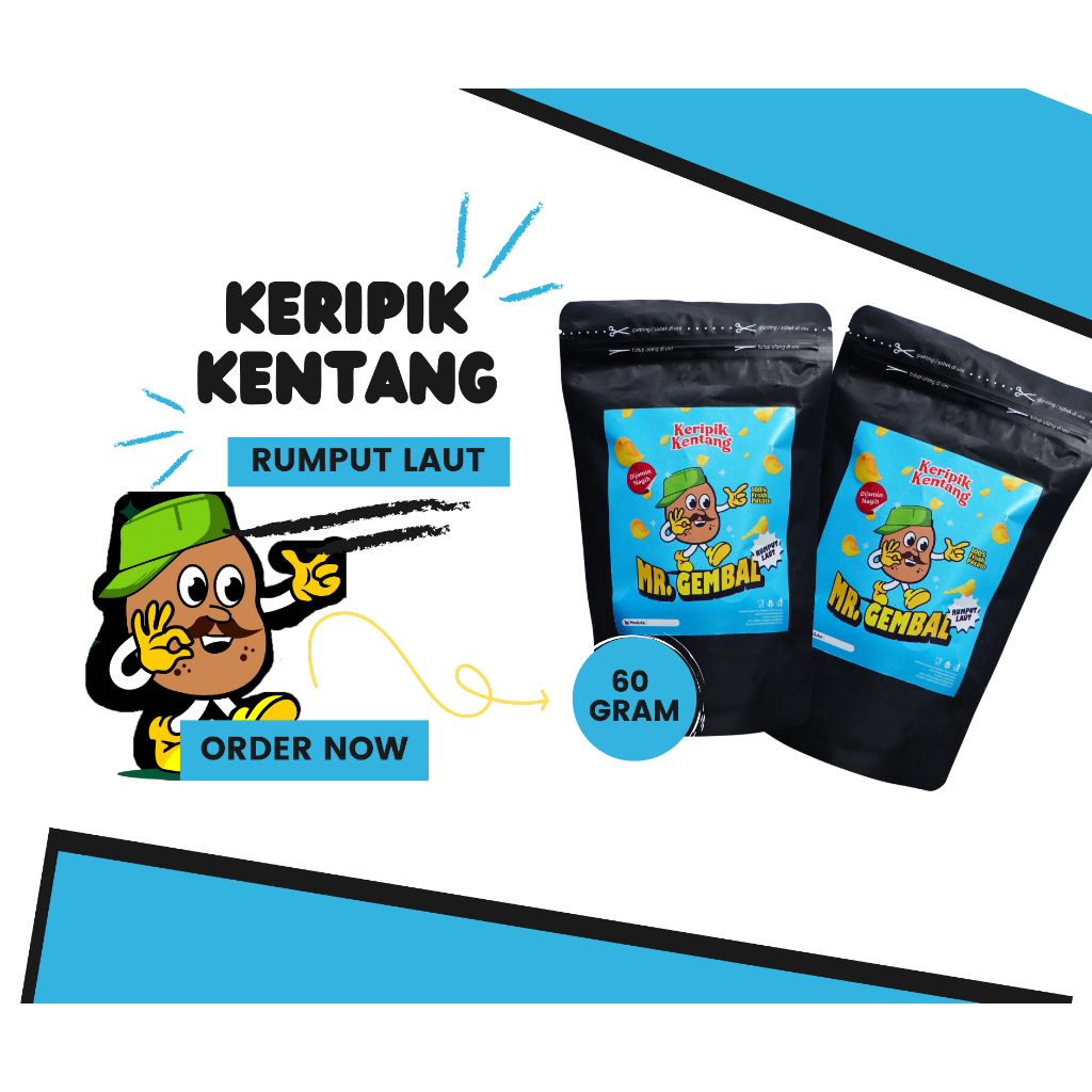 

Keripik Kentang Rumput Laut 60g Mr. Gembal Camilan Sehat, Enak dan Lezat Keripik Kentang Original