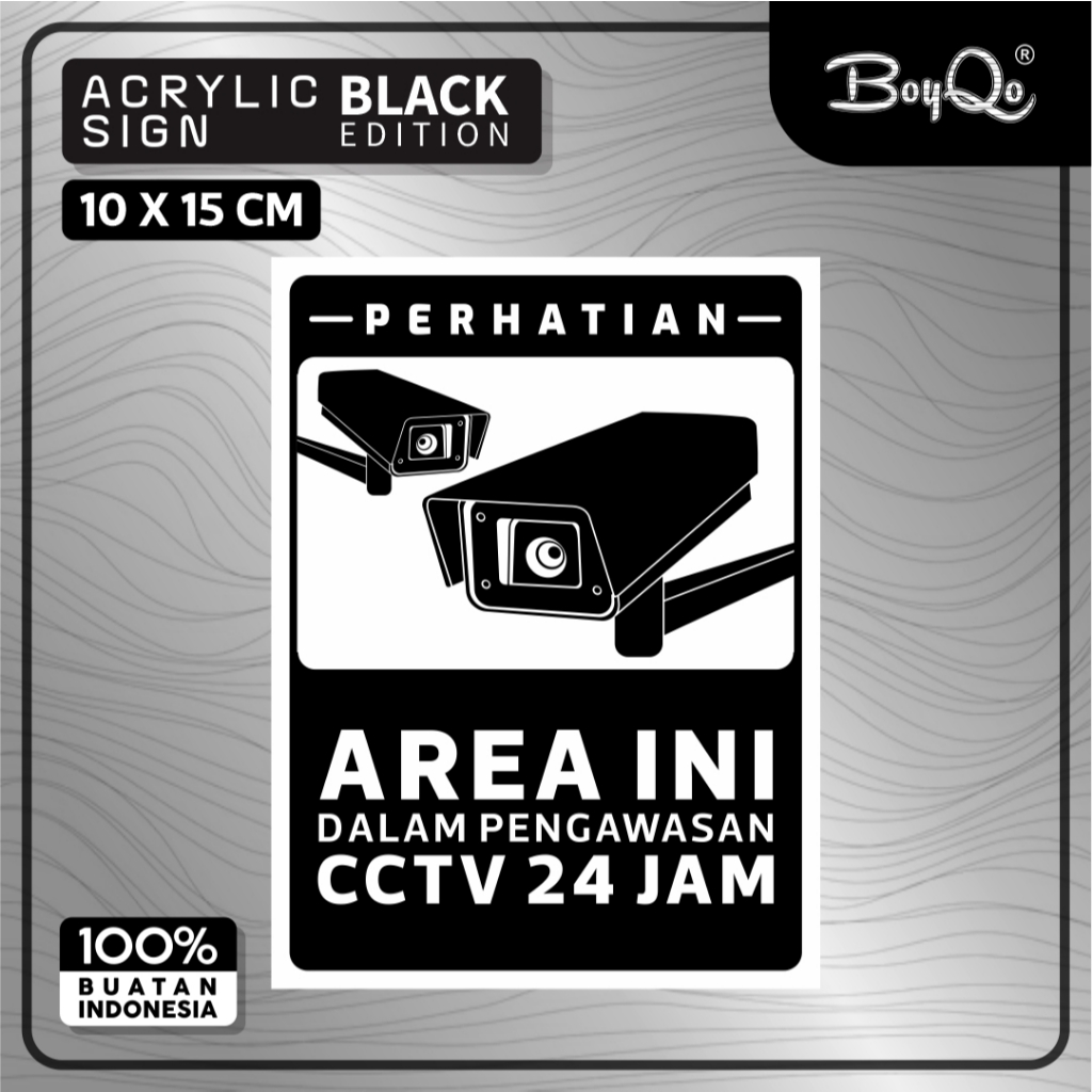 

BoyQo Akrilik Tanda CCTV Warna Hitam Ukuran 20 x 15 Untuk Masjid, Kantor, Mushola