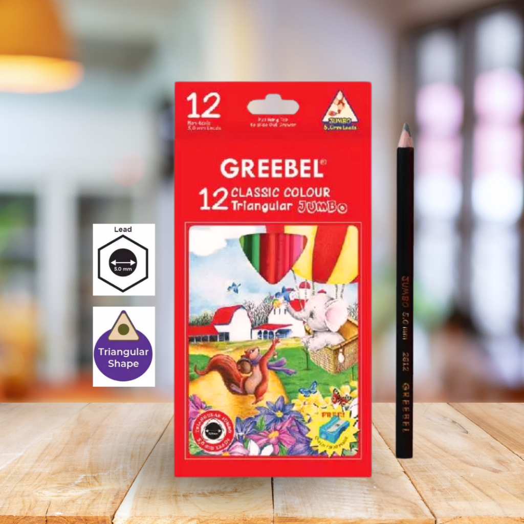 Pensil Warna Greebel12 Warna Color Pencil  Jumbo Triangular Classic (2812) Greebel pencil warna
