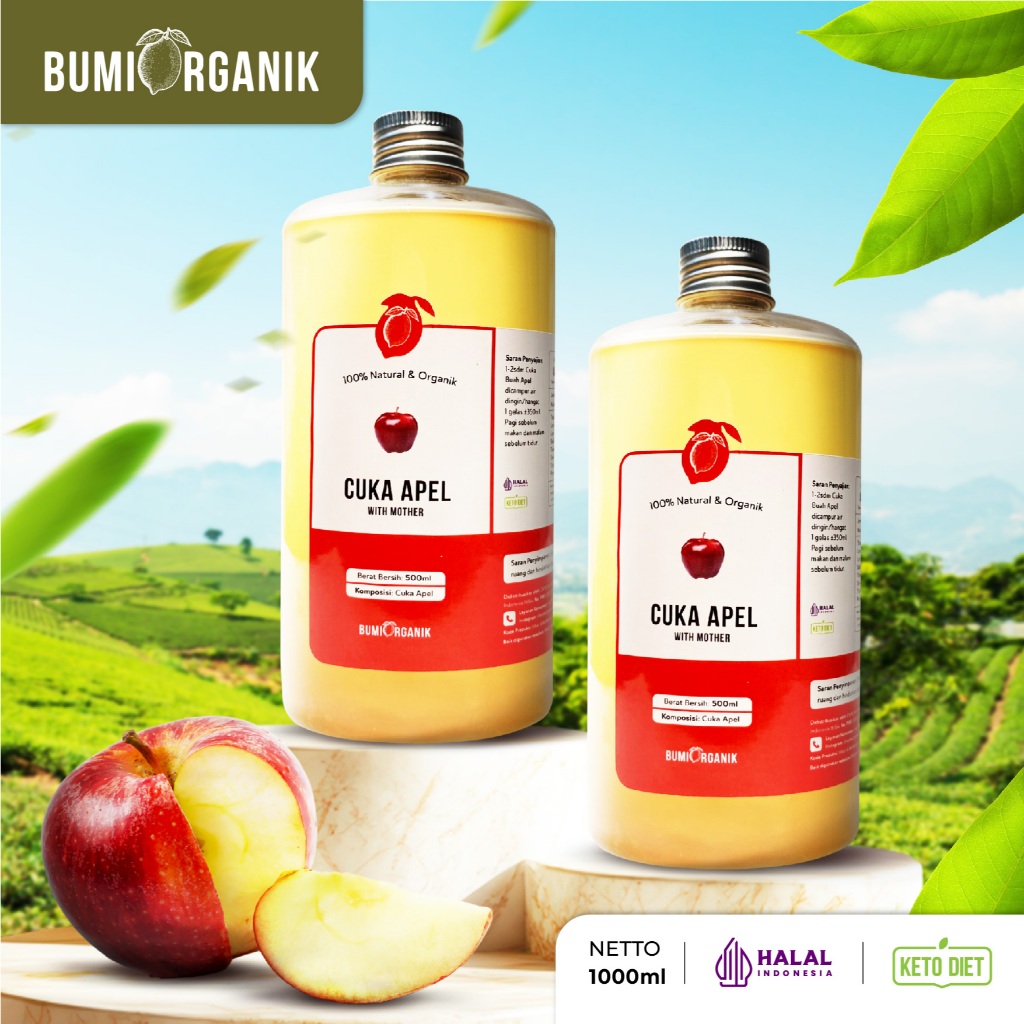 

CUKA APEL ORIGINAL ORGANIK 1000ML WITH MOTHER BUMI ORGANIK / APPLE CIDER VINEGAR / CUKA SARI APEL ORIGINAL UNTUK DIET KESEHATAN DETOX DETOKS / CUKA APPLE / BRAGG ORIGINAL ASLI CUKA APEL NUTRIFARM ORIGINAL DARIBUMI / NUTRIFARM / CUKA APEL BEORGANIK